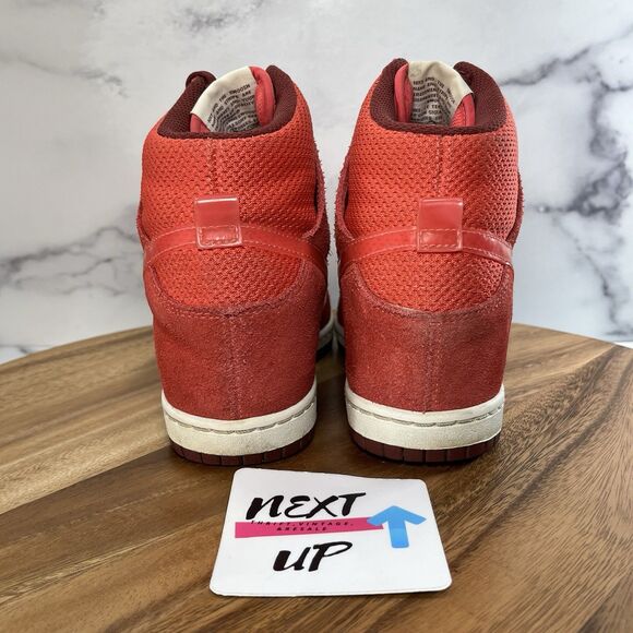 Women's Size 8.5-Nike Dunk Sky High Hi Red Pink Hidden Wedge Shoes 644877-600 - Picture 4 of 9